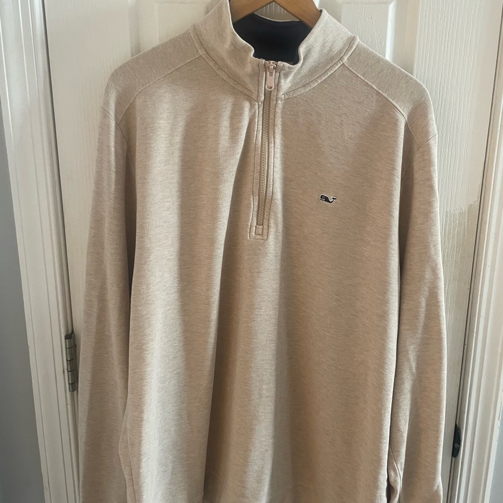 Vineyard Vines Men's Beige Quarter-Zip Pullover